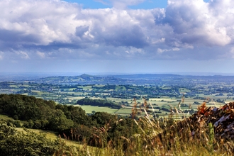 Landscape looking out towards glastonbury tor in the distance