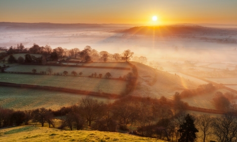 Somerset levels at sunrise