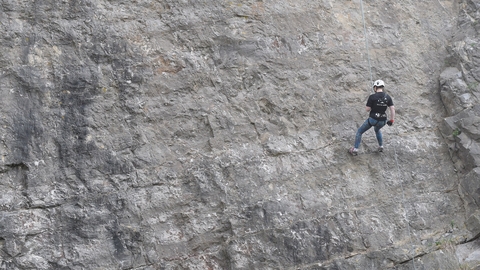 Team Wilder fundraiser abseiling for wildlife at Uphill Quarry