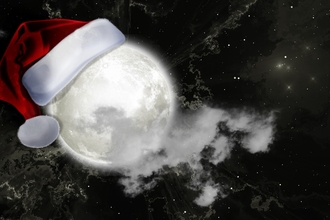 Moon with a Santa hat