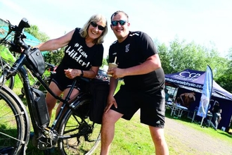 Two Team Wilder cyclists getting ready to cycle for wildlife