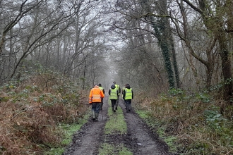 A group of interested farmers walking out to see the restoration happening at Shapwick.