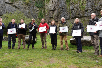 Natural England and partners receiving plaques, Cheddar, 2023