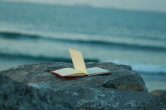 Book on a coastal rock