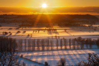 Winter sunset over the Somerset Levels