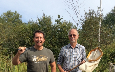 Rhys and Richard with a pond dipping net