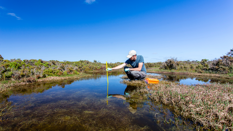 A man collecting water samples