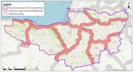 Map showing B-lines in Somerset