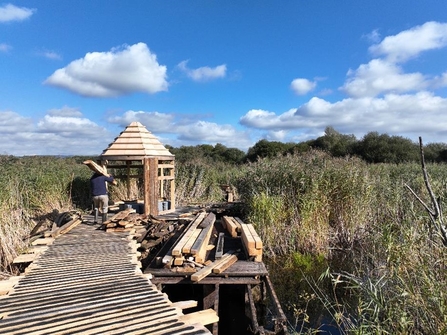 New boardwalk and viewing hides being built at Westhay Moor