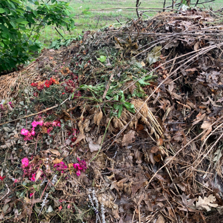compost pile in a garden
