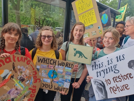 Four members of the Youth Forum, at the Restore Nature Now march in London