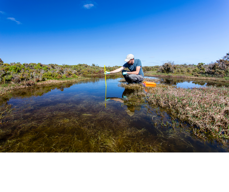 A man collecting water samples