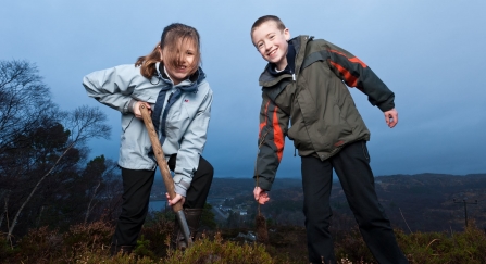 Children planting trees