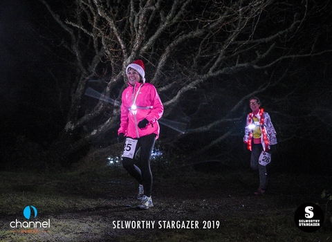 Night runners in Christmas hats