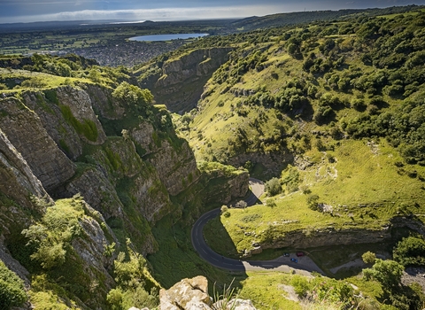 Aerial view of Cheddar Gorge